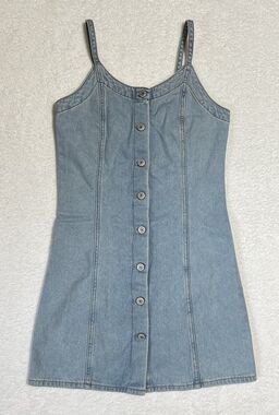 American Eagle Denim Buttom DownTank Dress Women's 0 Blue Mini Adjustable Straps